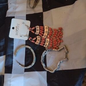 Sisk cb11 Pewter Bracelet+ blue jewels clasp bracelet+Bogot earrings